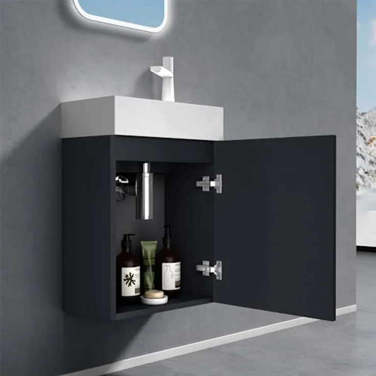 doporro Badezimmer-Set Badmöbel-Set Gäste WC Waschbecken Waschtisch mit Unterschrank PISA – Bild 7