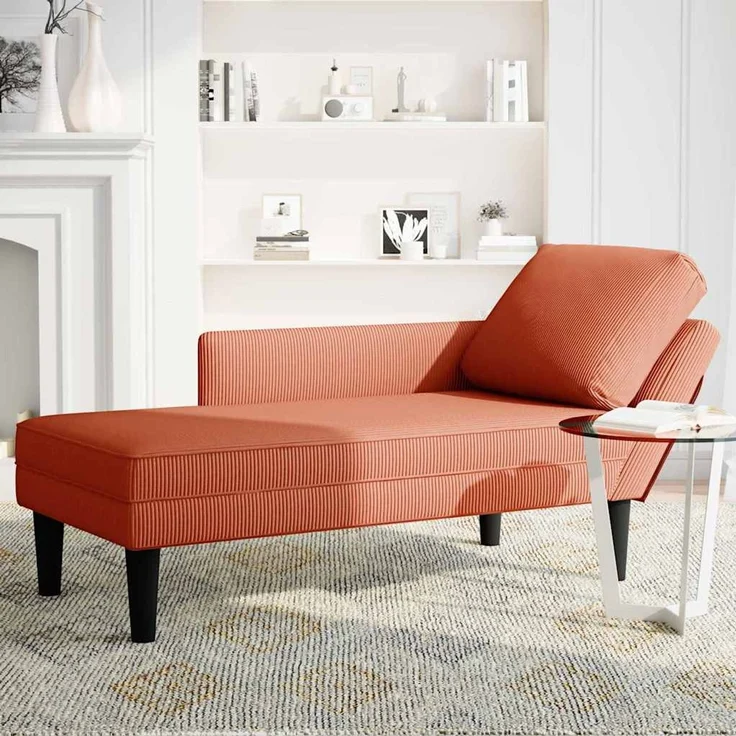 vidaXL Chaiselongue mit Kissen Rot-orange Cordstoff 4009822 – Bild 3