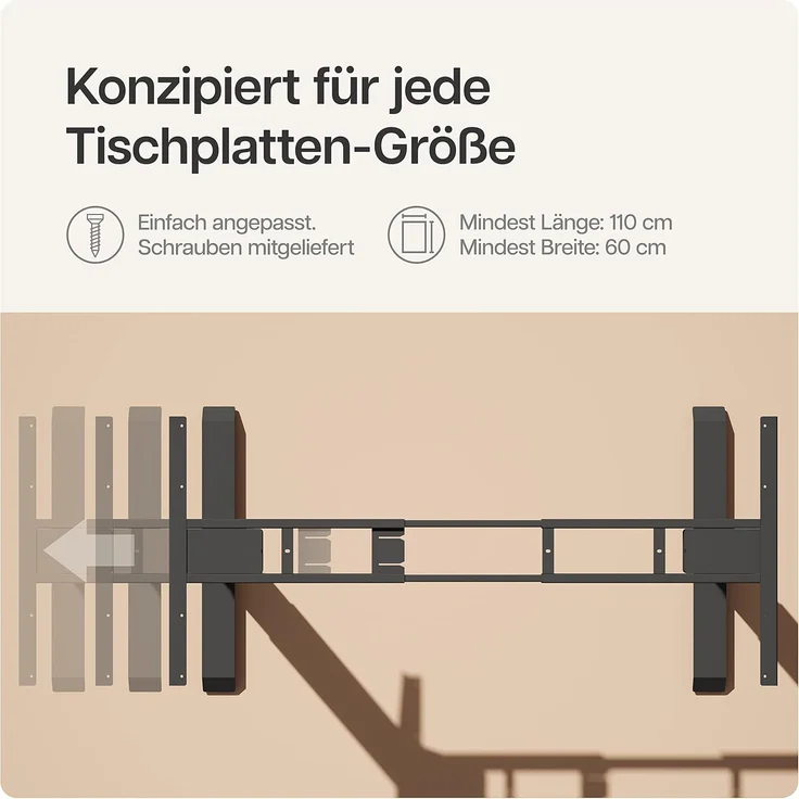 Desktronic Elektrisch Höhenverstellbarer Schreibtischgestell HomePro, Schwarz, mit Memory-Funktion, Anti-Kollisions Technologie, USB-A und USB-C-Ladeanschlüssen – Bild 6