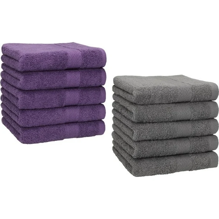 Betz Gästehandtücher 10 Stück Gästetuch Set Premium 30x50 cm Farbe lila und anthrazit, 100% Baumwolle (Set, 10-St) – Bild 4