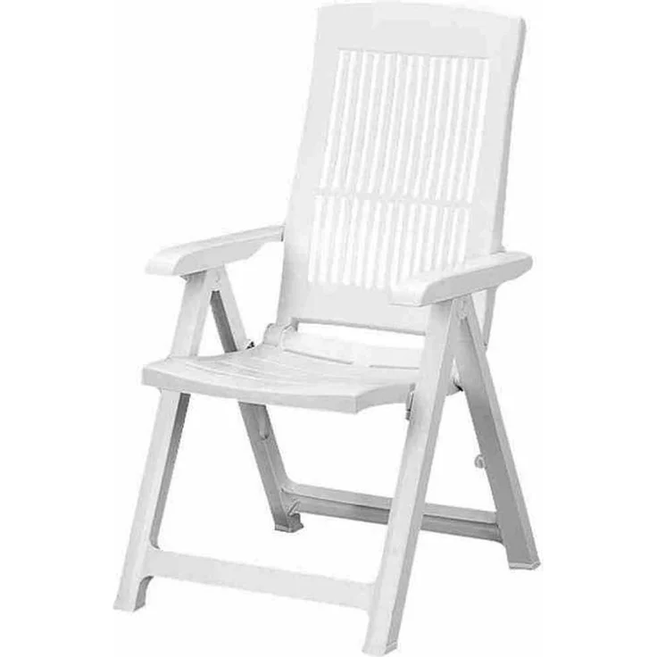 SET Tampa 4 x Klappsessel weiß, 4 x Auflage grau – Bild 2