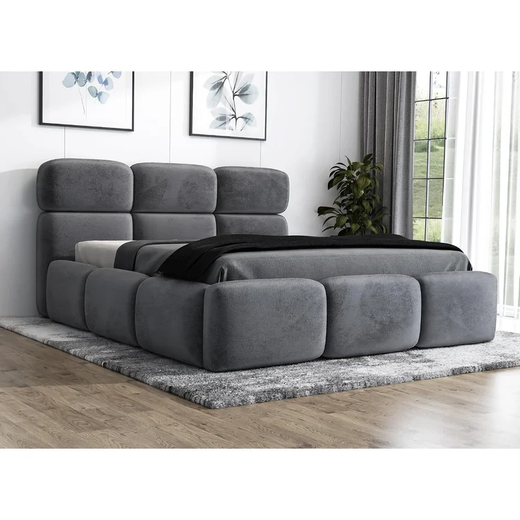 Polsterbett MAROKO 120x200 ohne Matratze mit Bettkasten und Lattenrost. Farbe: Anthracite 18 – Bild 3