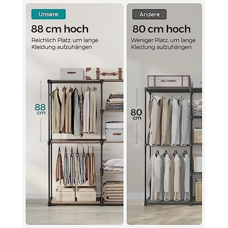 Songmics Kleiderständer, Kleiderschrank offen,2 Hängefächer – Bild 5