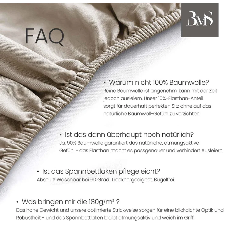 Jersey Spannbettlaken beige 120x200 cm Höhe bis 35cm – Bild 4