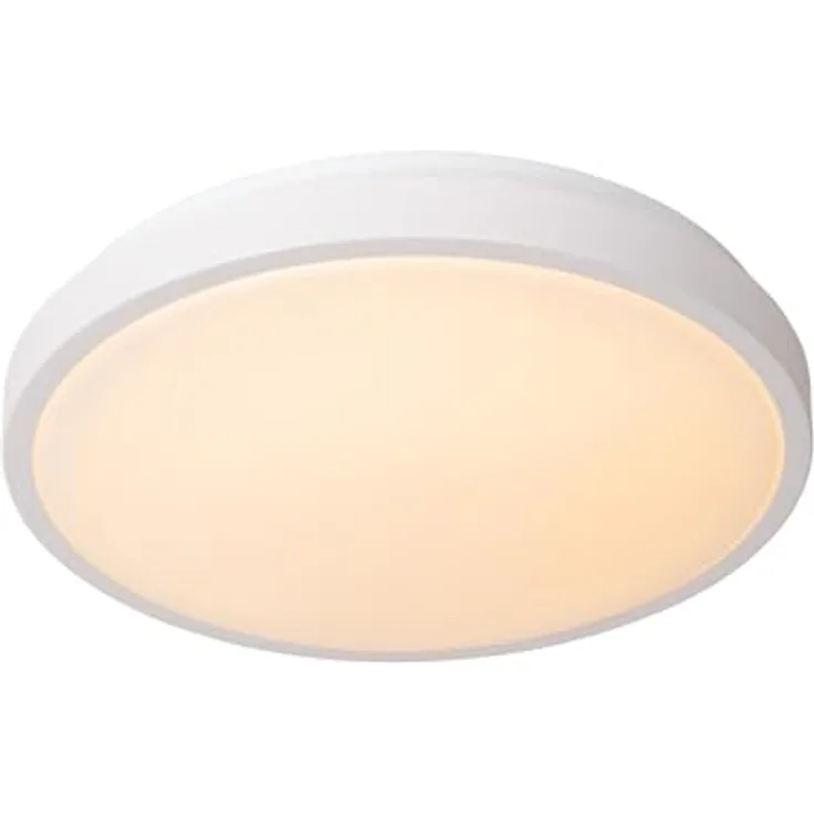 LUCIDE DASHER Deckenleuchte Badezimmer, Ø 34,8 cm, LED 1x18W 2700K, IP44, Bewegung und Tag/Nacht-Sensor, Weiß