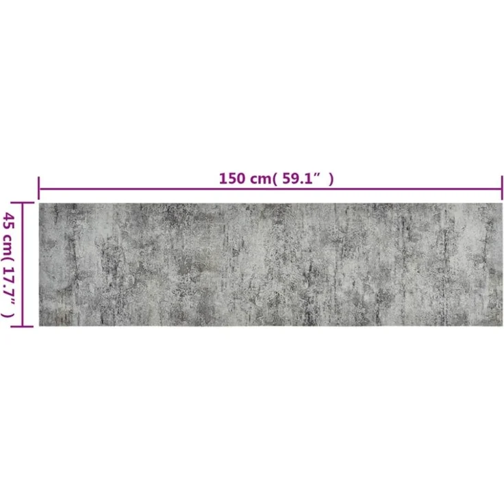 vidaXL Küchenteppich Waschbar Beton 45x150 cm Samt 136570 – Bild 5