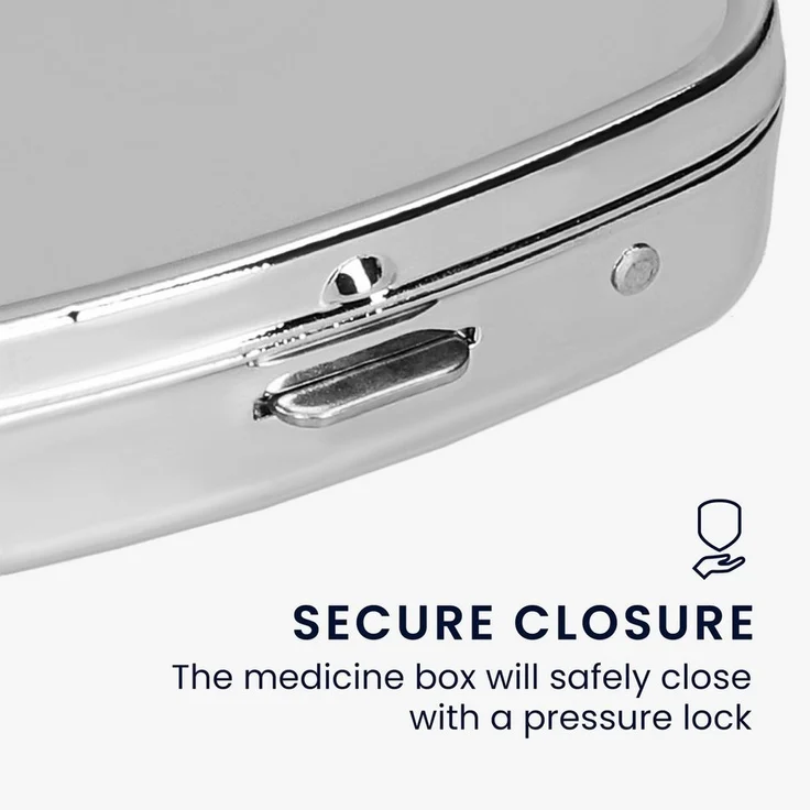 kwmobile Pillendose 2x Edelstahl Tablettenbox mit 2 Fächern - 5,5 x 4 x 1,5cm (2 St), Pillendose klein Tablettendose Tragbare Pillenbox Medikamentenbox Dose – Bild 3