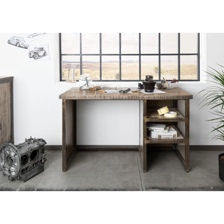 Schreibtisch Mango122x52x76 braun lackiert HEAVY INDUSTRY #257 – Bild 3