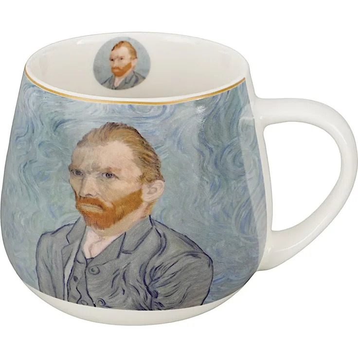DUO ART GALLERY Fassbecher 430 ml PORTRAIT OF Van Gogh, New Bone China Porzellan