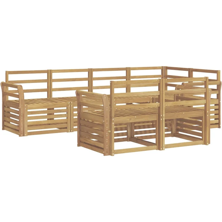 vidaXL Outdoor-Sofagarnitur 7 stk. 7-Sitzer Weiß Massivholz Akazie 3391994 – Bild 2