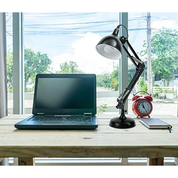 BRUBAKER Klassische Metall Schreibtischlampe, Leselampe mit höhenverstellbarem Gelenk-Arm, Schwarz, E14 bis 25 Watt – Bild 3