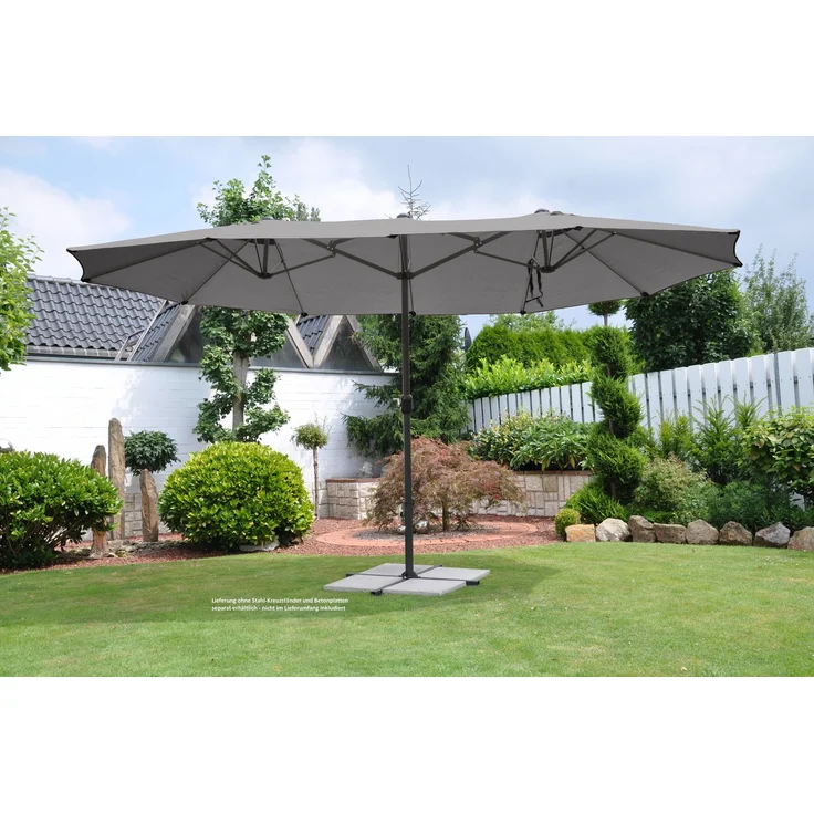 LECO Oval-Schirm "DAS ORIGINAL", Aluminium-/Stahlrohrgestell anthrazit, Polyester anthrazit, 4,6x2,7 m – Bild 8