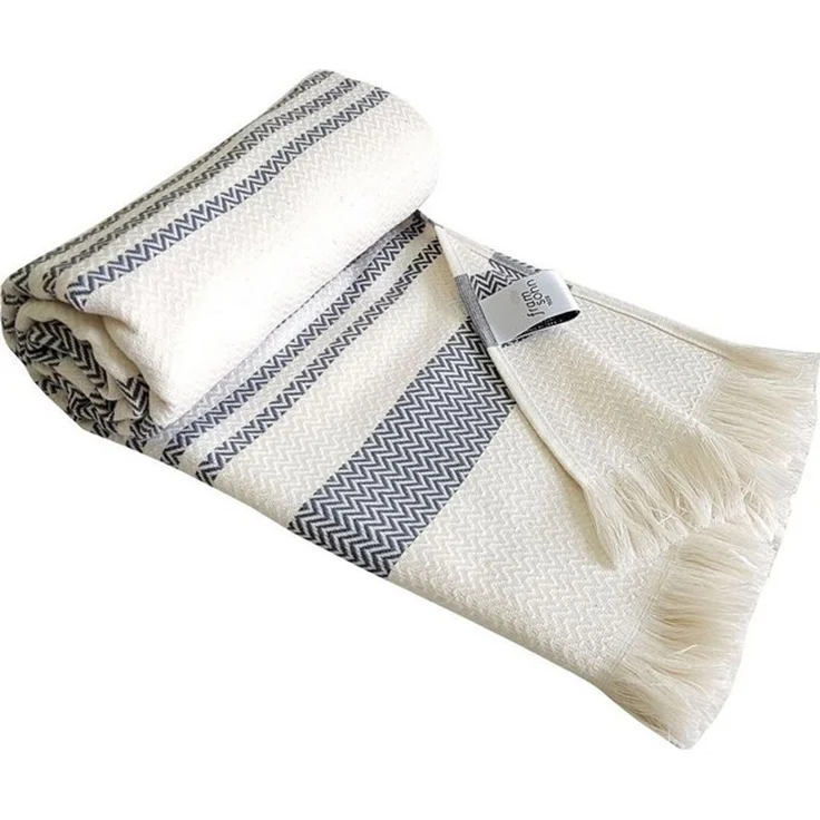 framsohn frottier Hamamtuch Boho Living - Zick Zack Muster, Hamam Frottier (Packung, 1-St), 100x180, zick zack & mit Fransen, ideal als Strandtuch, Sauna, Reise – Bild 4