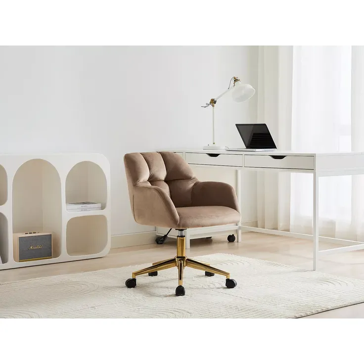 Vente-unique - PEGA Bürostuhl StoffSamt Beige - B 60 cm x H 76 cm86 cm x L 59 cm