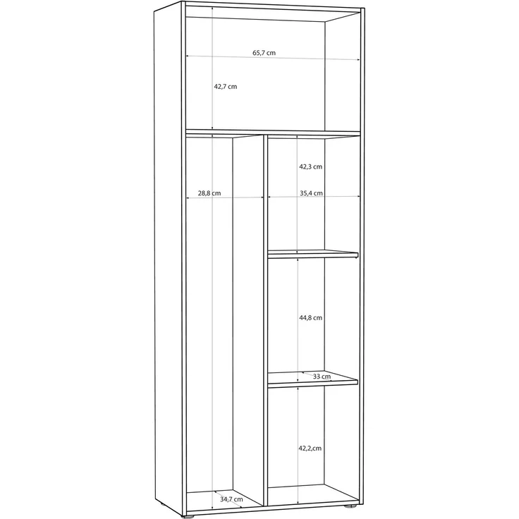 Forte NET306 moderner Mehrzweckschrank 70, schmaler Schrank, 2-türig, Holzwerkstoff, Flur, Diele, Kaschmir|Beige, 68,7 cm breit x 181,1 cm hoch x 36,5 cm tief – Bild 7