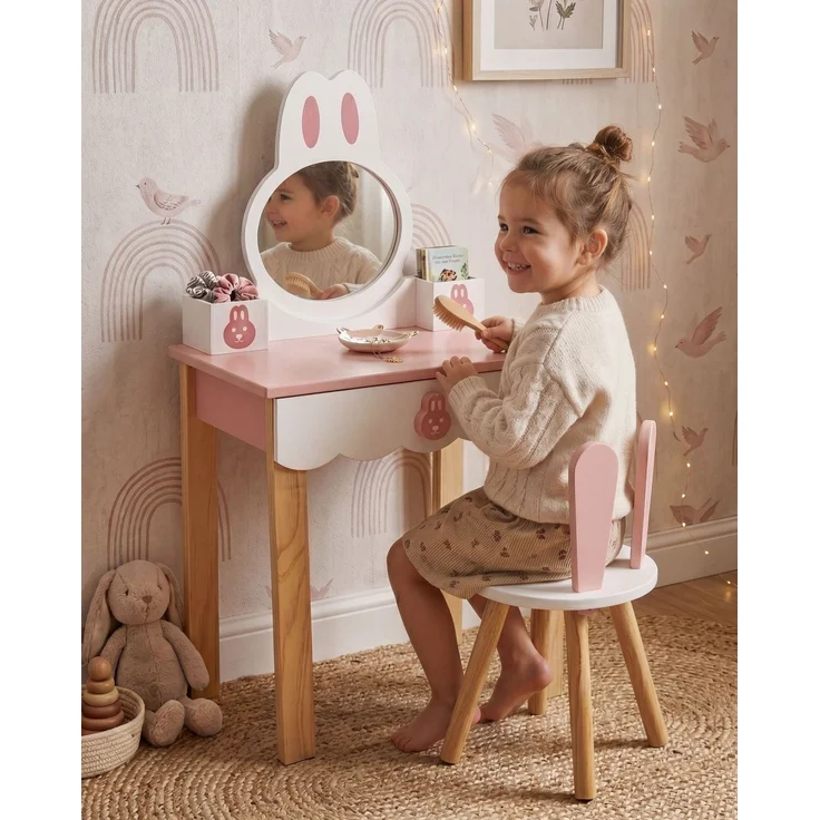 Kinderschminktisch mit Stuhl LENAH Rosa – Bild 3
