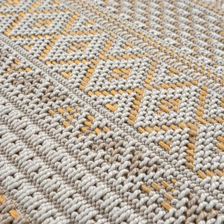 the carpet Calgary - robuster Outdoor Teppich, Flachgewebe, modernes Design, ideal für Küche und Esszimmer, Vintage-Optik, Boho-Style, auch für den Außenbereich, Beige Gelb, 200x280 cm – Bild 8