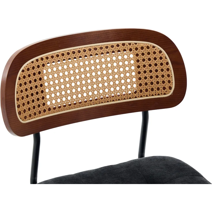 LVHOM 2er-Set Esszimmerstühle 360° Drehstuhl, Polsterstuhl in Rattan-Optik mit Chenille Kissen, stabiler Küchenstuhl mit Metallbeinen, Schwarz – Bild 10