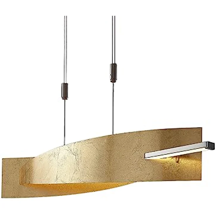 Lucande LED-Hängeleuchte Marija, 101 cm, goldfarben, dimmbar mit gebogenen Blenden und Höhenverstellung – Bild 1