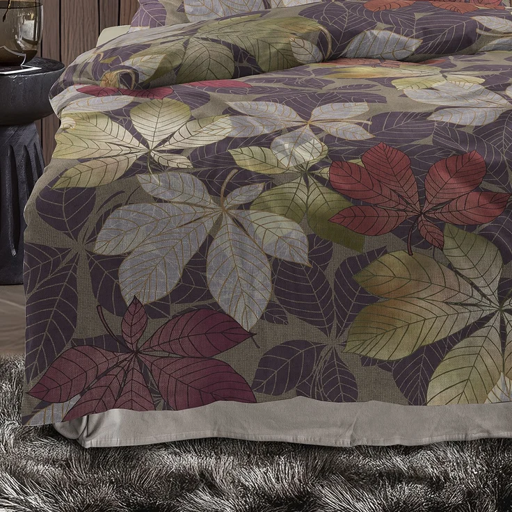 Irisette Flausch Cotton Bettwäsche Zobel 8792-90 Blätter braun 135x200 – Bild 4