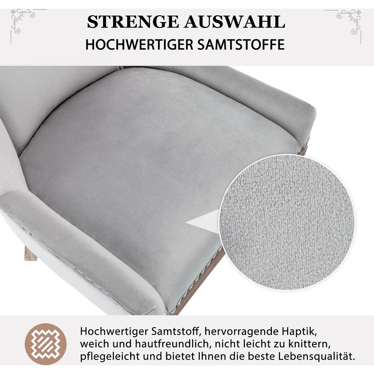 2er Set Grau Esszimmerstuhl mit Massivholzrahmen, gepolsterter Sitz & geschwungener Rückenlehne, komfortabler Designstuhl für Zuhause – Bild 9