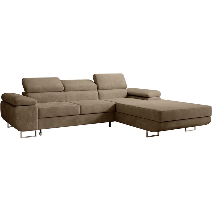 Ecksofa in L-Form PRESTO, L-förmige Eckcouch mit Schlaffunktion, ausziehbares Sofa, Bettzeugbehälter, Eckcouch, verstellbare Kopfstützen (Monolith 09), 72x201 cm – Bild 1