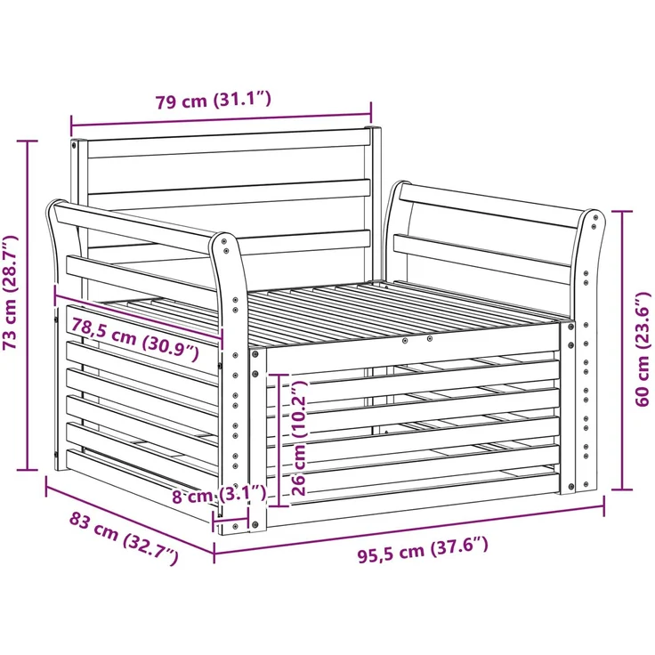 vidaXL 2 stk. Outdoor-Sofa Natur 3436394 – Bild 8