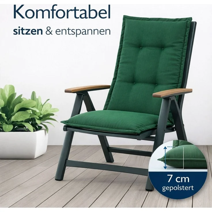 BURI Hochlehnerauflage Hochlehner Auflagen Sitzkissen Polster für Sessel Gartenstuhl Kissen, (4 St) – Bild 2