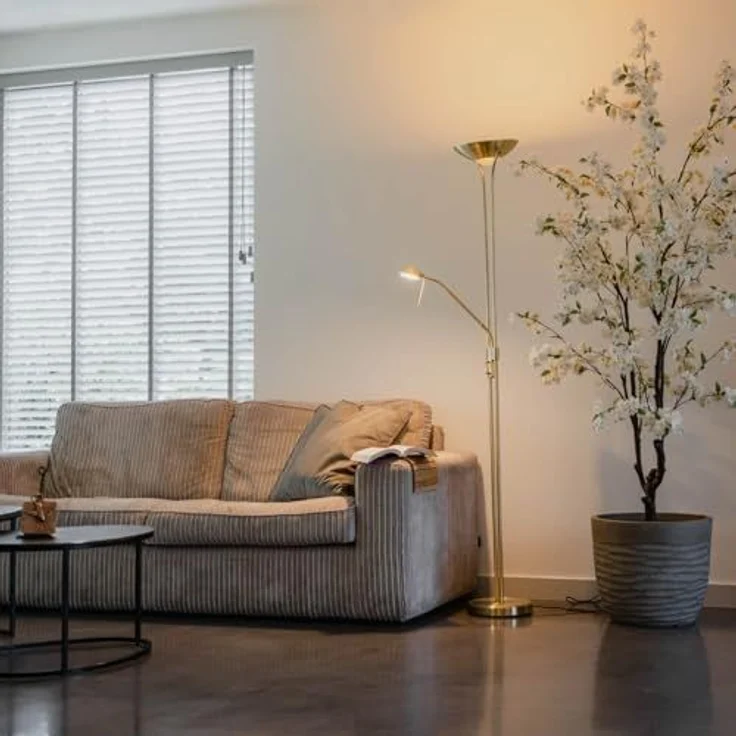 Qazqa Stehlampe Diva, LED fest integriert, (nicht austauschbare) LED, Gold/Messing, Modern, Stahl, 1-flammig – Bild 2