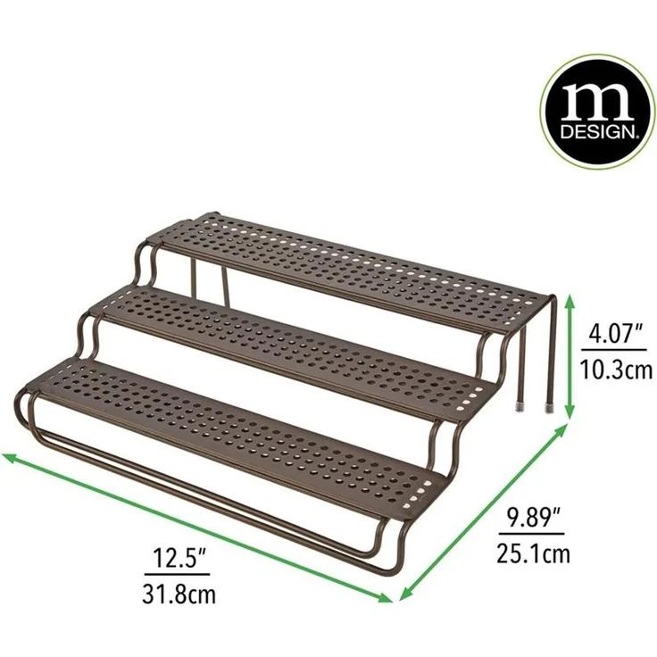 mDesign Gewürzregal Regal Küchenschrank Organizer Aufbewahrung Metall Bronze – Bild 2