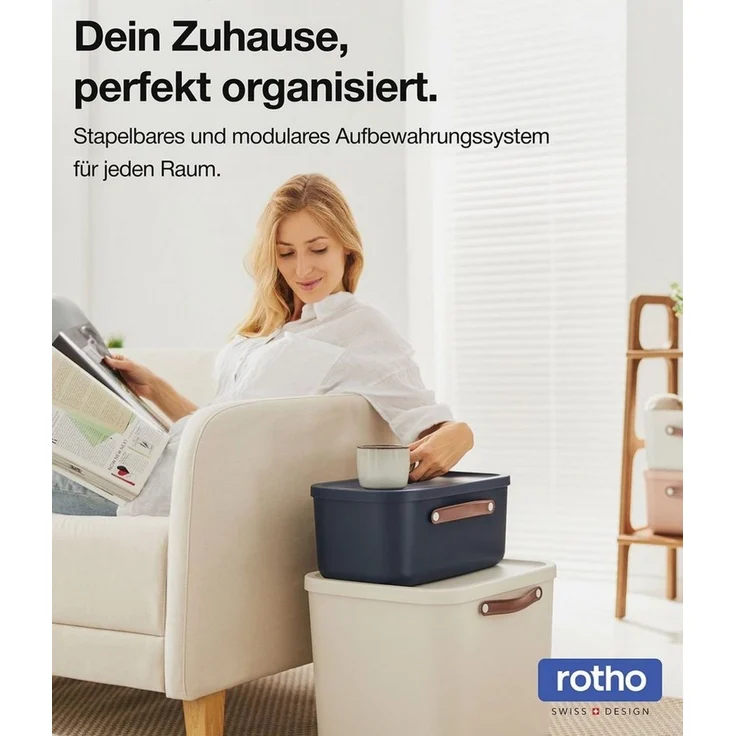 ROTHO Aufbewahrungsbox MALOJA Ordnungsboxen 4er-Set 27l mit Griffen stapelbar (Aufbewahrungsset, 4er-Set) – Bild 2
