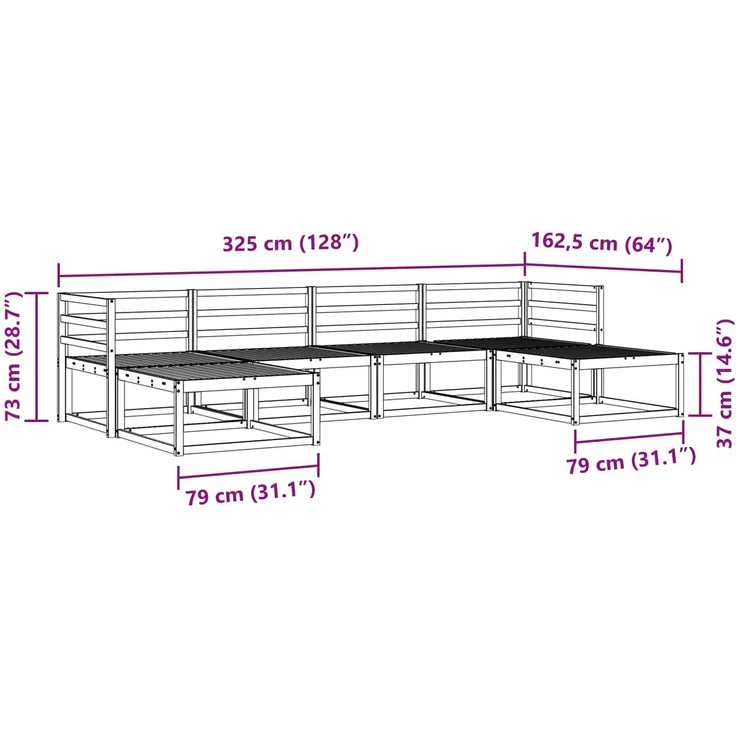 vidaXL Outdoor-Sofagarnitur 6 stk. 6-Sitzer Natur Massivholz Akazie 3367947 – Bild 8