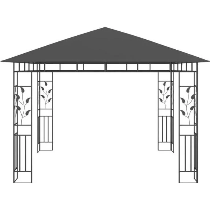 vidaXL Pavillon mit Moskitonetz & LED-Lichterkette 3x3x2,73m Anthrazit 3070316 – Bild 4