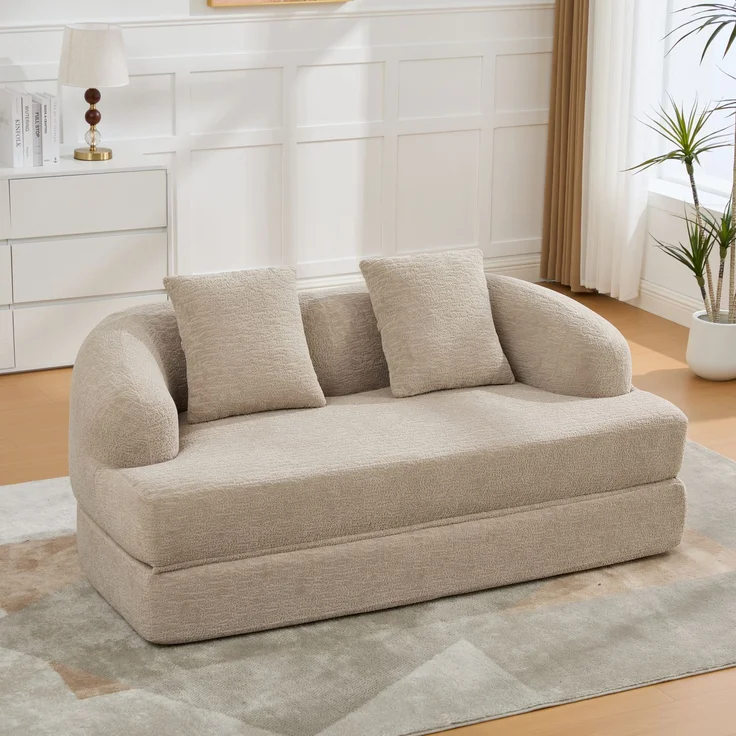 ZUBALIYA Schlafsofa 84x65 cm, mit LED - Beleuchtung, mit Chenille - Bezug, modular aufgebaut, mit Schaumstoffpolsterung – Bild 10