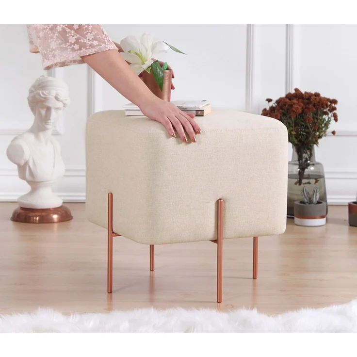 Hanah Home 'Copper 58 - Cream' Pouffe, Creme, 40 x 42 x 40 cm – Bild 4