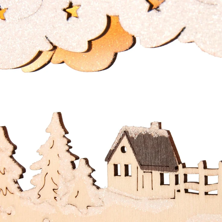 BRUBAKER LED Schwibbogen 3D Lichterbogen - Sternsinger - LED-Beleuchtung mit Batterie und Kabel (1-tlg), Holz Natur - 27 x 40 x 7,5 cm - Handbemalte Figuren – Bild 7