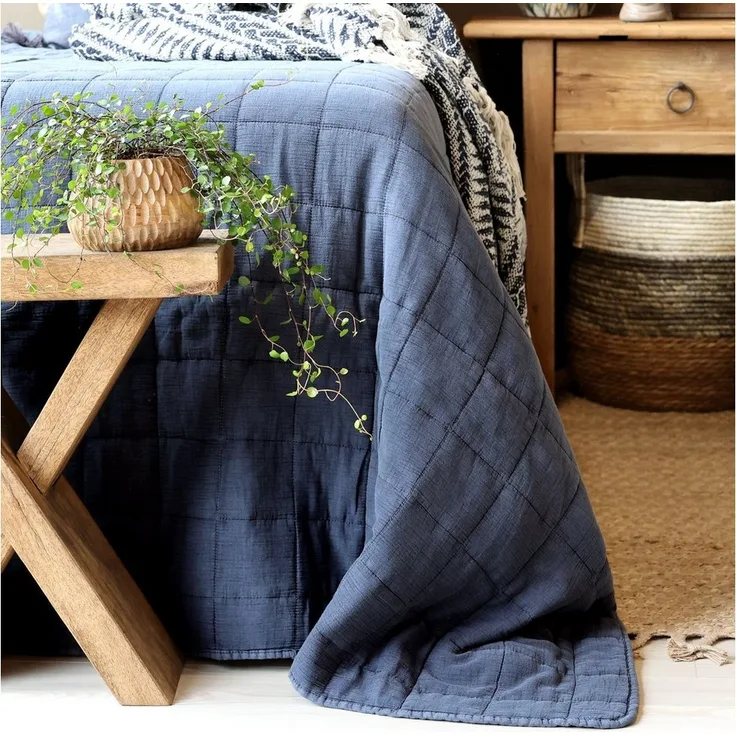 Chic Antique - Decke Quilt Tagesdecke Bettdecke 240x240cm Midnight Blau 16113011