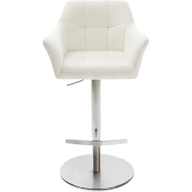 Barstuhl Yulo-Flex Bouclé Soft Beige Drehfuß höhenverstellbar Edelstahl Silberfarben – Bild 3