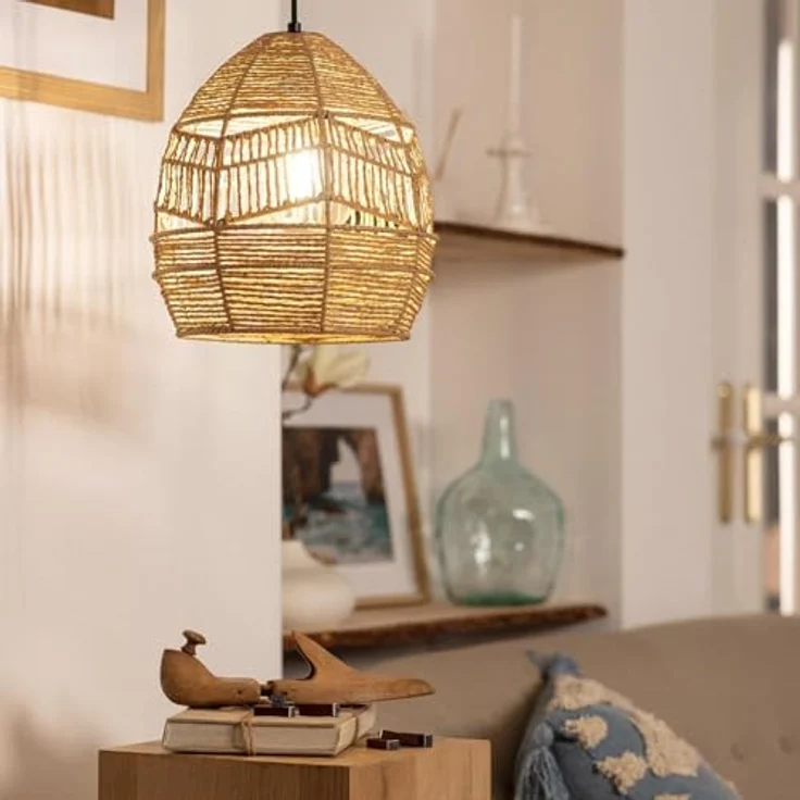 LEDKIA LIGHTING Beyawo Pendelleuchte, geflochtenes Papier, einstellbare Länge, für E27-LED-Lampen, vielseitige Beleuchtung – Bild 4