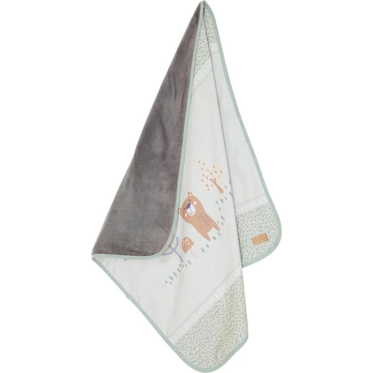 roba Babydecke 'Woodland Buddies' 80 x 80 cm - 2-seitige Decke - Pastellgrün & Silbergrau – Bild 4