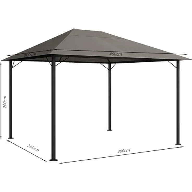 QUICK STAR Metall Garten Pavillon Nizza 3x4m Taupe, mit 4 wasserabweisenden Seitenteilen und stabilem Anthrazit-Gestell – Bild 2