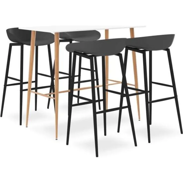 vidaXL 5-tlg. Bar-Set Weiß und Grau [3057439]