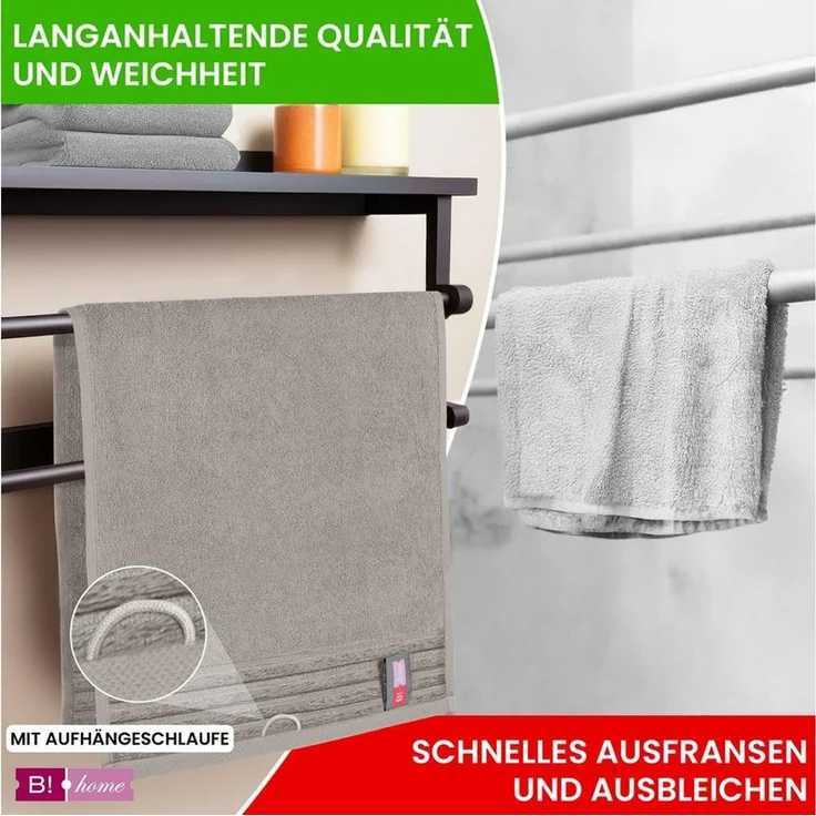 B!HOME Handtücher Set Saunatücher, Duschtücher, Gästehandtücher 100% Baumwolle, (Spar-Set, 4-St), flauschig saugfähig Frottee weich – Bild 3
