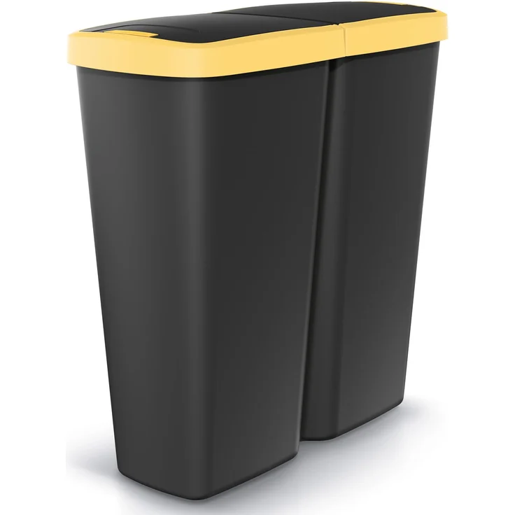 KEDEN® Mülleimer Küche 50L 2 Fächer mit Deckel Schwarz Gelb – Bild 1