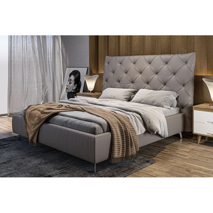 KAWOLA Bett ANNY Polsterbett Leder grau 160x200cm – Bild 1