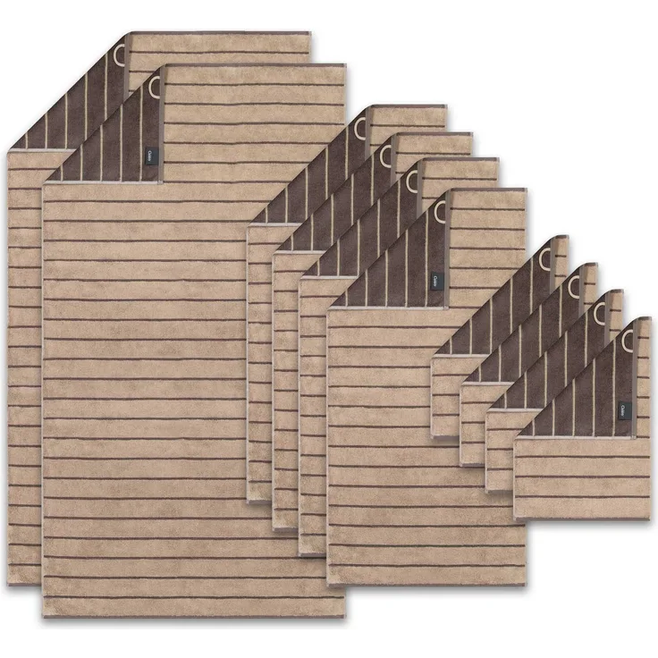 CAWÖ Handtuch Set, 10-tlg. - C Balance, 2x Duschtuch, 4x Handtuch, 4x Gästetuch Sand