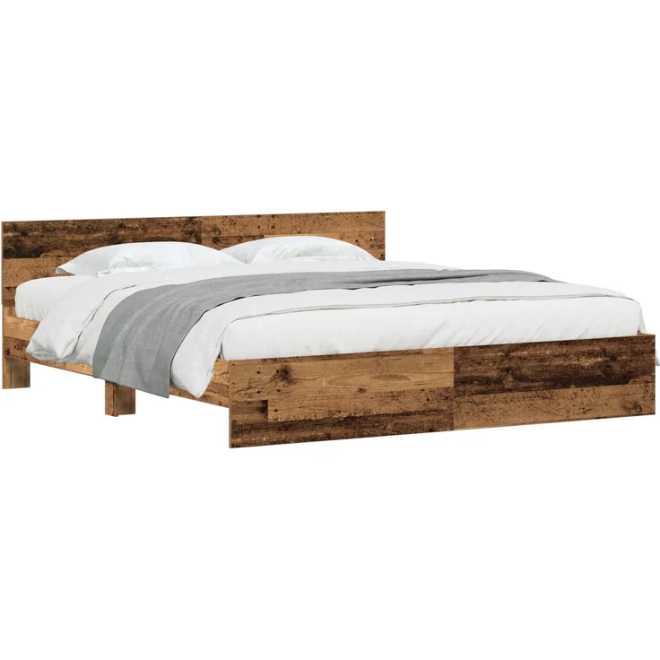vidaXL Bettgestell mit Kopfteil Altholz 180 x 200 cm Holzwerkstoff 3378499 – Bild 2
