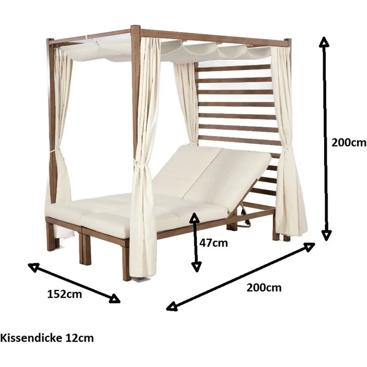 Gardissimo LOVINA Doppel Daybed Loungebett Doppelliege Gartenliege Pavillon mit Dach – Bild 7