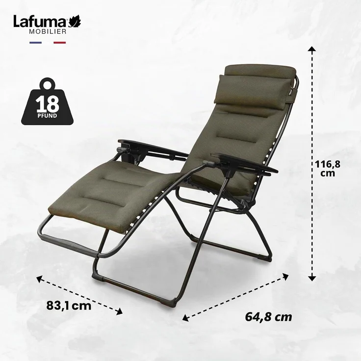 Lafuma Relax Liegestuhl RSX Clip XL Air Comfort Taupe braun LFM2059.7057 – Bild 3