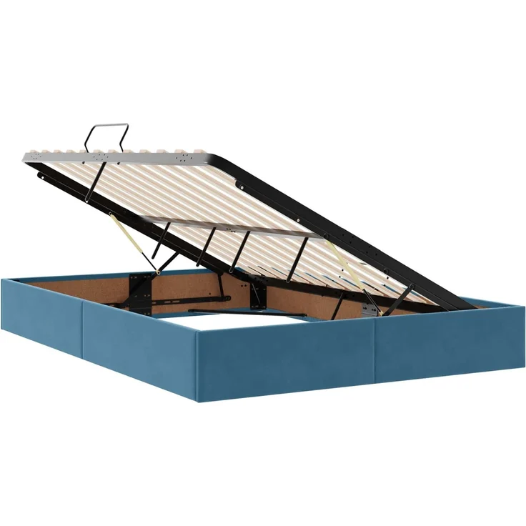 vidaXL LED-Speicherbett mit Matratze Dunkelblau 140 x 200 cm Samt 3459256 – Bild 6